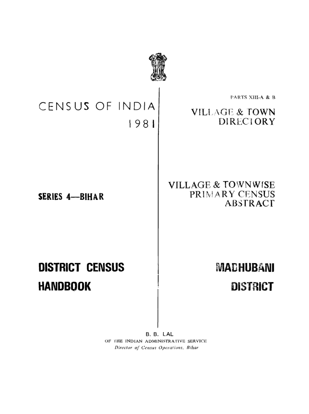Village & Townwise Primary Census Abstract, Madhubani Dostrict