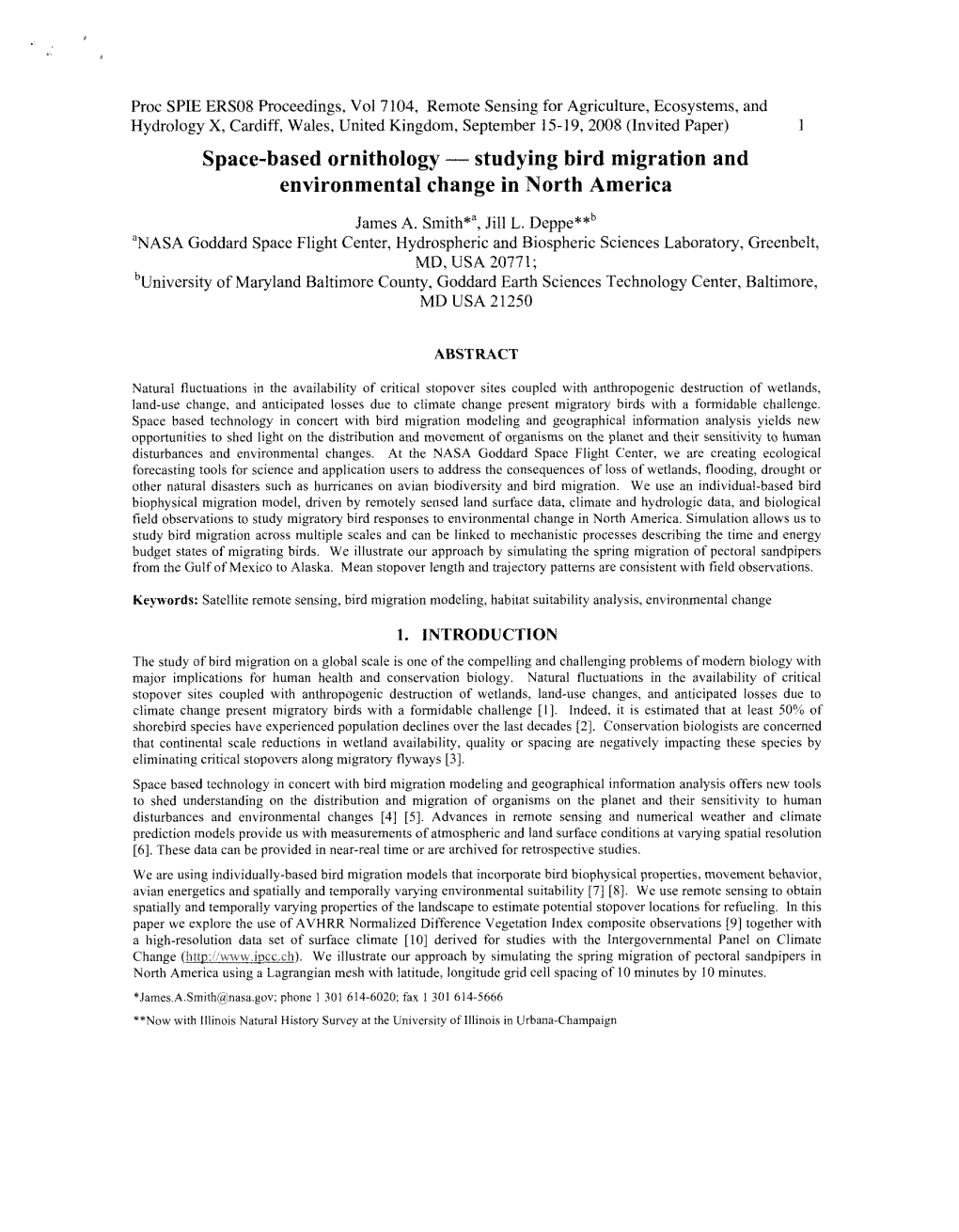 Space-Based Ornithology - Studying Bird Migration and Environmental Change in North America