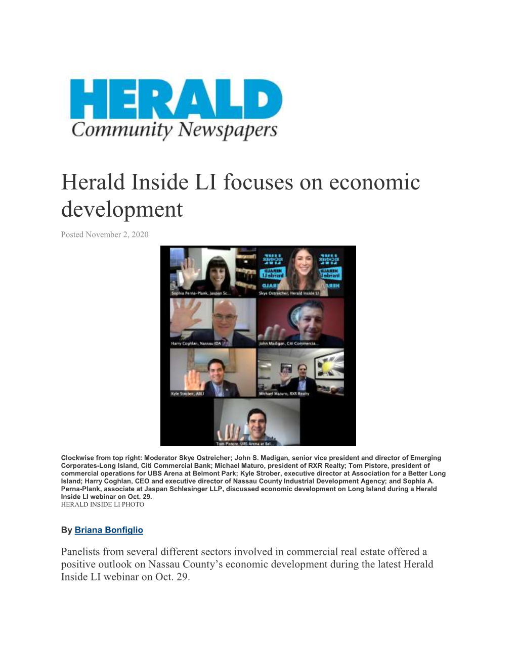 Herald Inside LI Focuses on Economic Development