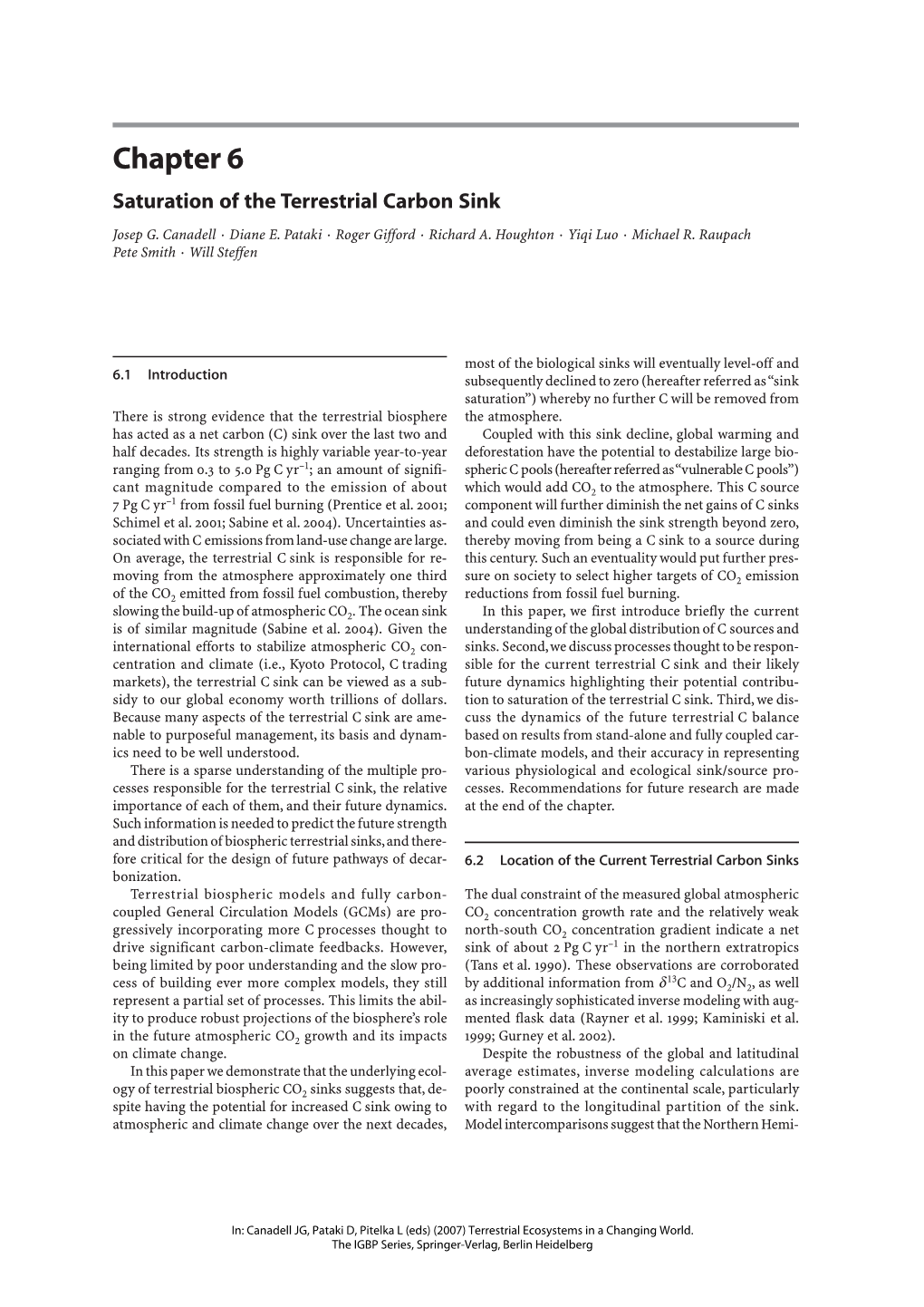 Saturation of the Terrestrial Carbon Sink