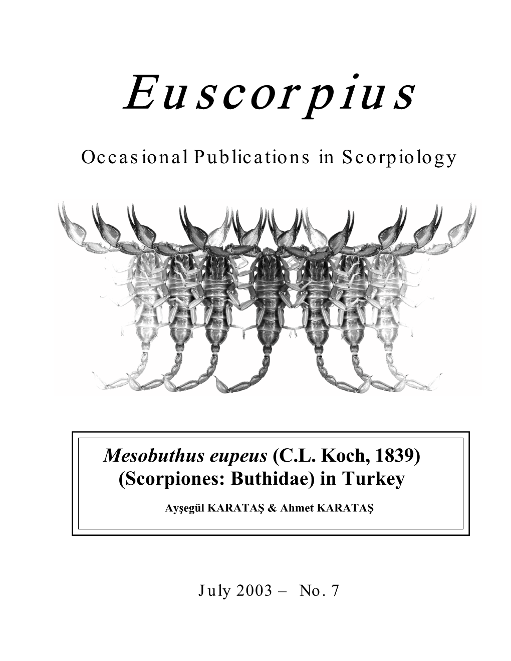 Mesobuthus Eupeus (C.L