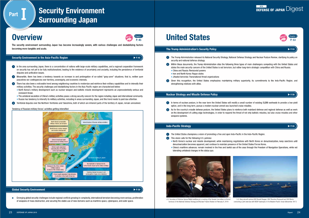 DEFENSE of JAPAN 2018 Digest 24 2018 Part Security Environment DEFENSE of JAPAN Digest Ⅰ Surrounding Japan