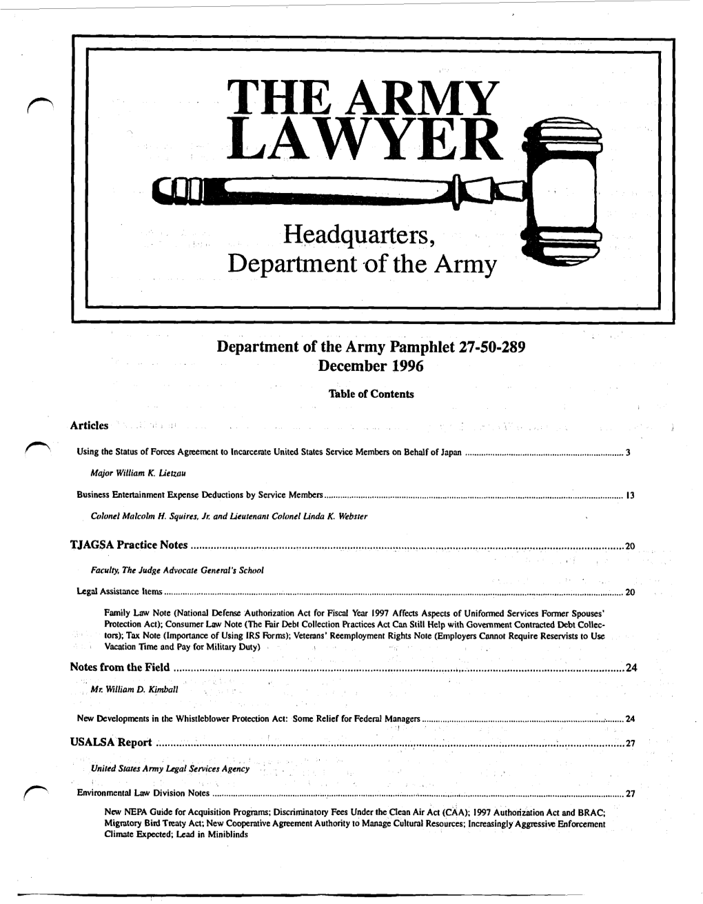 The Army Lawyer (ISSN 0364-1287)