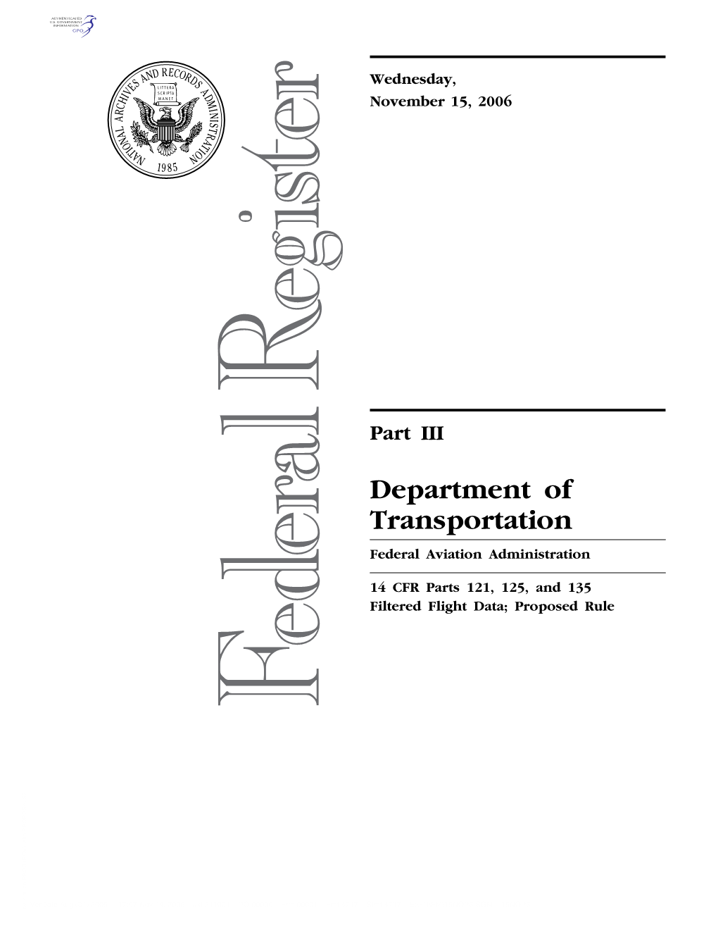 Department of Transportation Federal Aviation Administration