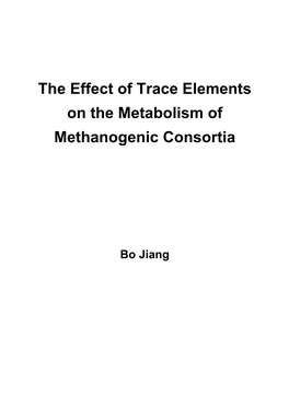 The Effects of Trace Elements on the Metabolisms of Anaerobic Microbial