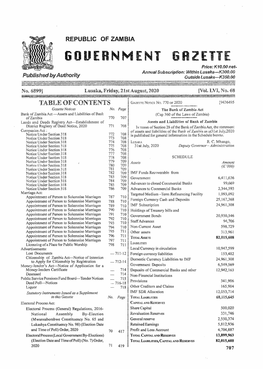 GOUERNMENT GAZETTE Price: K10.00 Net* Annual Subscription: Within Lusaka—K300.00 Published by Authority Outside Lusaka—K350.00