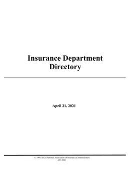 Insurance Department Directory