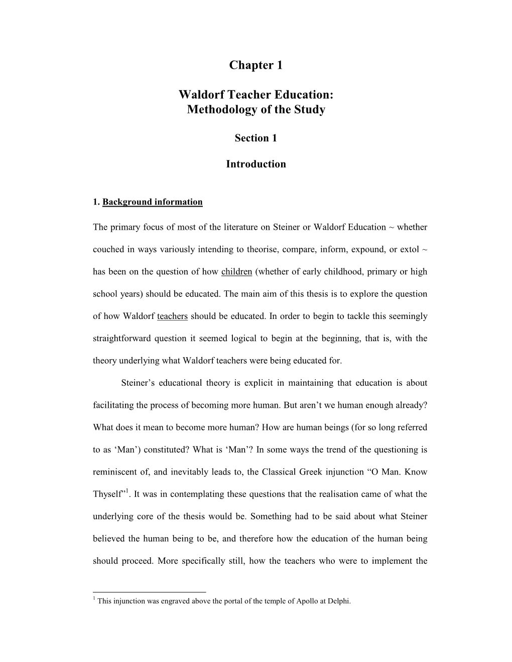 Chapter 1 Waldorf Teacher Education