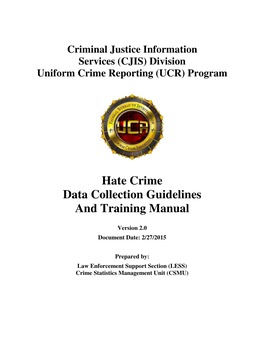 UCR Hate Crime Data Collection Guidelines Training Manual