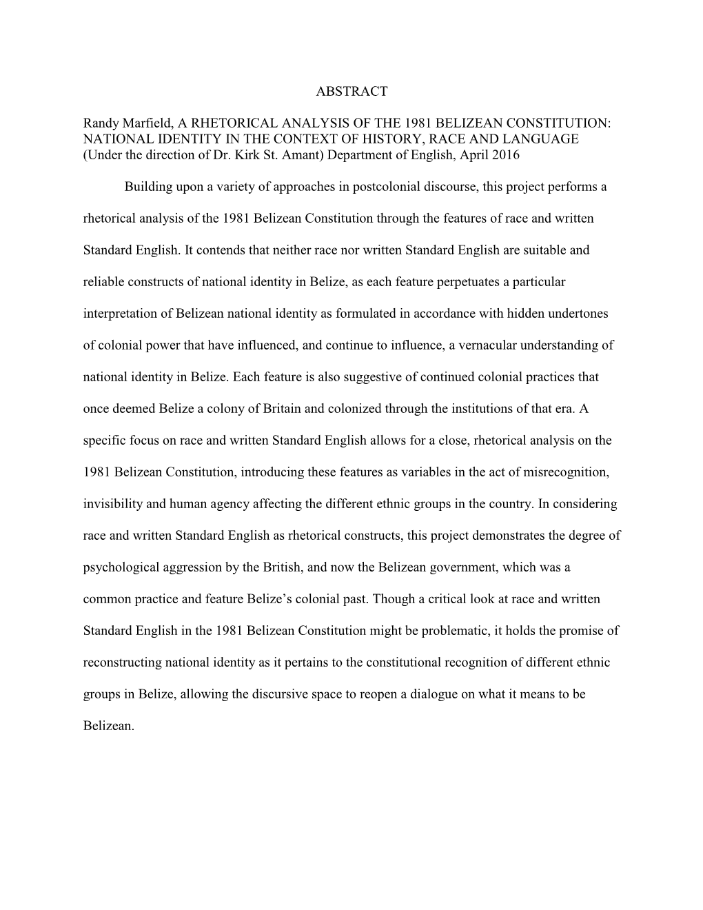 ABSTRACT Randy Marfield, a RHETORICAL ANALYSIS of THE