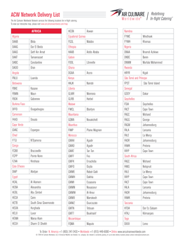 ACW Network Delivery List the Air Culinaire Worldwide Network Services the Following Locations for In-Flight Catering