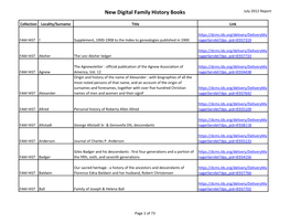 New Digital Family History Books July 2012 Report