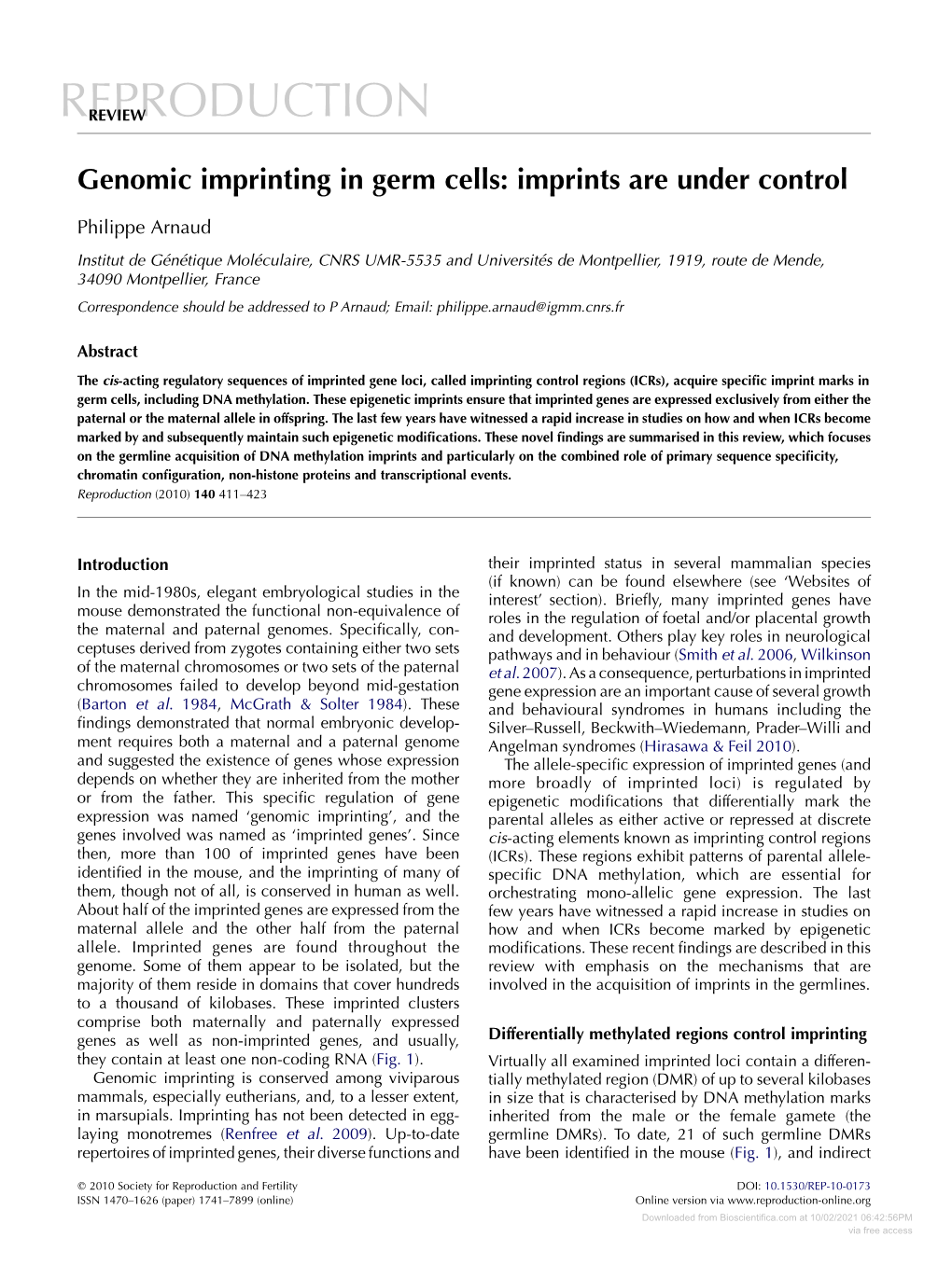 Genomic Imprinting in Germ Cells: Imprints Are Under Control