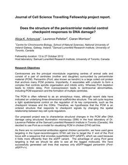 Journal of Cell Science Travelling Fellowship Project Report. Does the Structure of the Pericentriolar Material Control Checkpoi