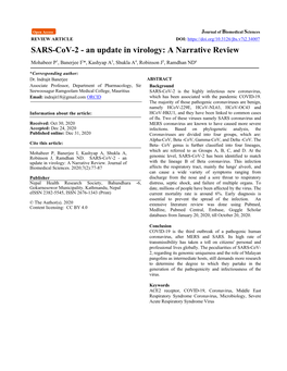 SARS-Cov-2 - an Update in Virology: a Narrative Review