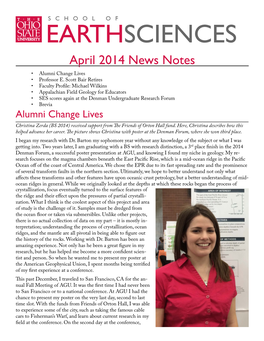 EARTHSCIENCES April 2014 News Notes