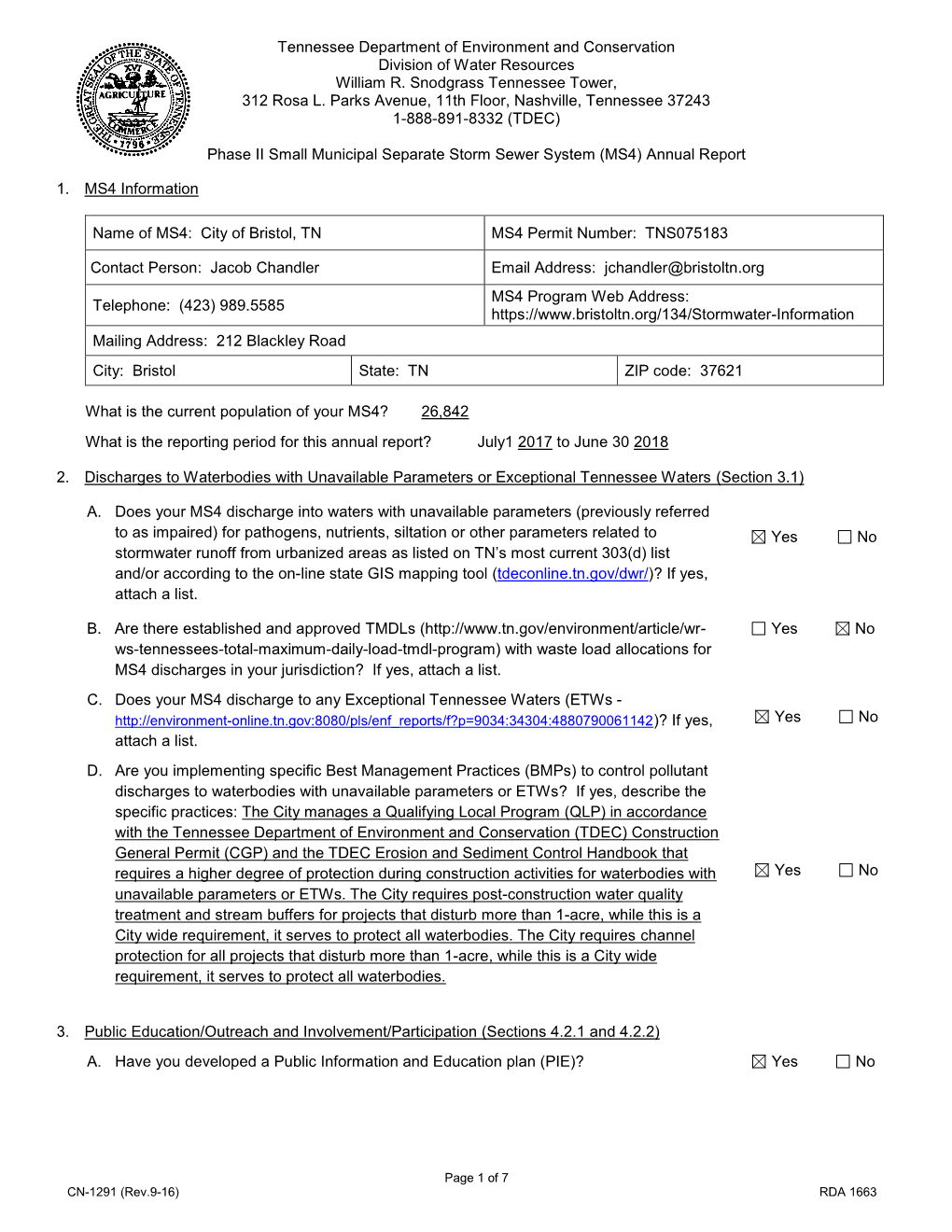 Bristol 2018 Annual MS4 Report (Final)