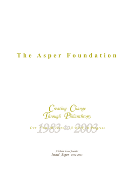 Asper Foundation Coverstc4 April 12.Indd