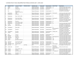 Connecticut Doc Disapproved Publications List - June 2019