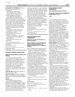 Federal Register/Vol. 76, No. 195/Friday, October 7, 2011/Notices