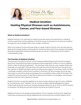 Medical Intuition: Healing Physical Illnesses Such As Autoimmune, Cancer, and Fear-Based Illnesses