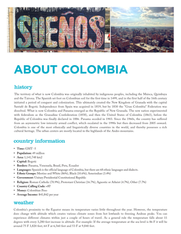 ABOUT COLOMBIA History