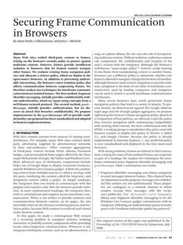 Securing Frame Communication in Browsers by Adam Barth, Collin Jackson, and John C