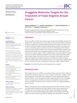 Druggable Molecular Targets for the Treatment of Triple Negative Breast Cancer