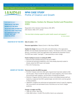 NPHI CASE STUDY Profile of Creation and Growth