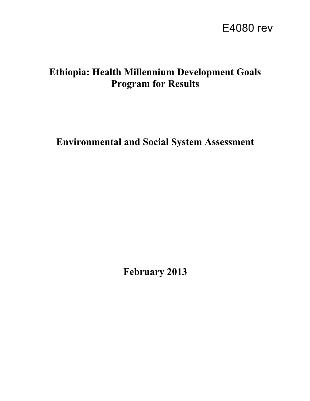 Environmental and Social System Assessment