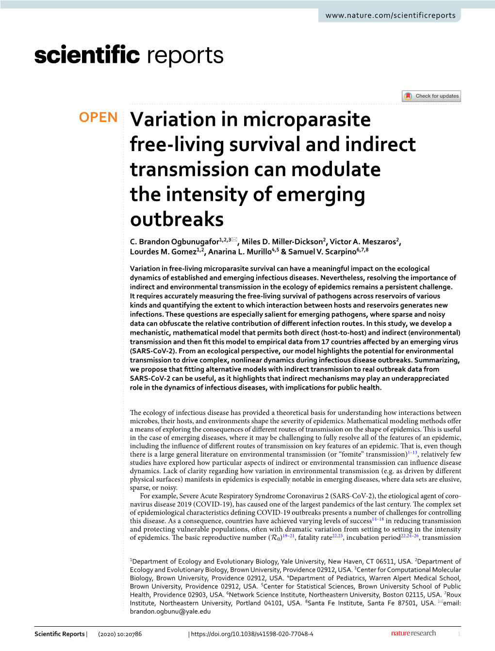 Variation in Microparasite Free-Living Survival and Indirect Transmission