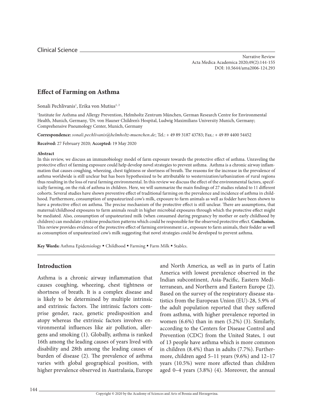 Effect of Farming on Asthma