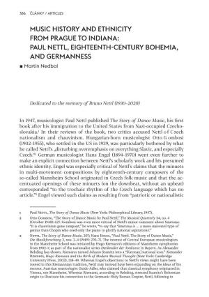 PAUL NETTL, EIGHTEENTH-CENTURY BOHEMIA, and GERMANNESS ■ Martin Nedbal