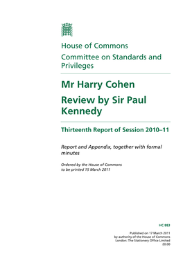 Mr Harry Cohen Review by Sir Paul Kennedy