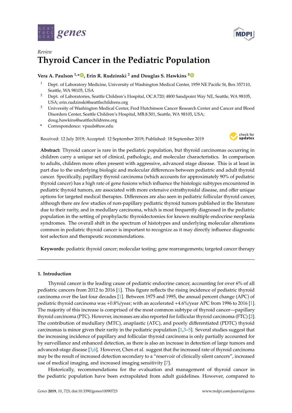 Thyroid Cancer in the Pediatric Population