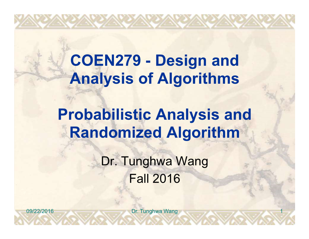 COEN279 - Design and Analysis of Algorithms