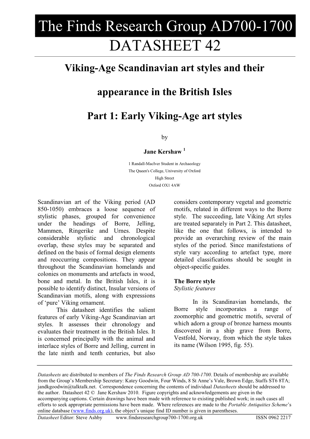 Early Viking-Age Art Styles