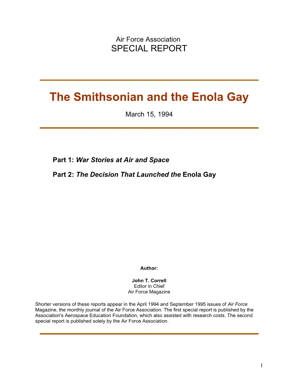 The Smithsonian and the Enola Gay