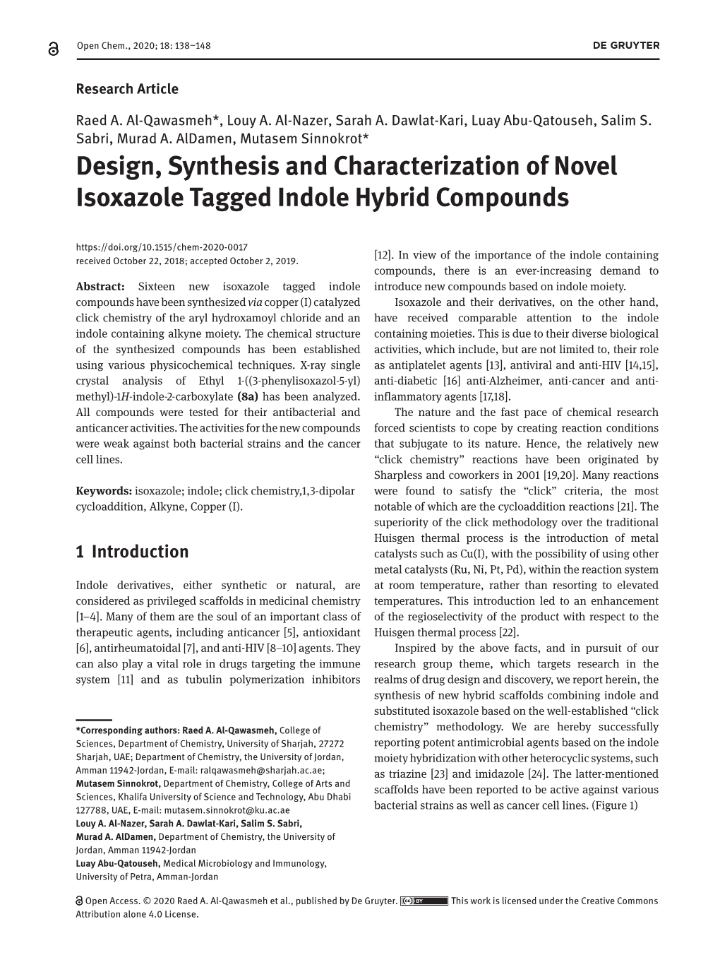 Design, Synthesis and Characterization of Novel Isoxazole