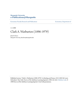 Clark A. Warburton (1896-1979) John B
