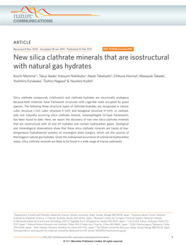 New Silica Clathrate Minerals That Are Isostructural with Natural Gas Hydrates