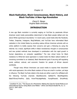 Black Radicalism, Black Consciousness, Black History, and Black Youtube: a New Age Revolution
