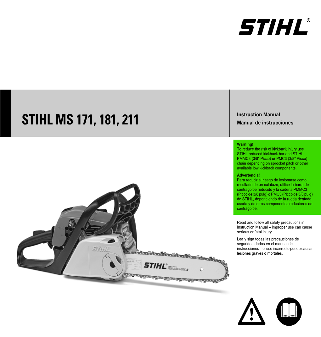 STIHL MS 171/181/211 Occasional Use Chain Saw Instruction Manual