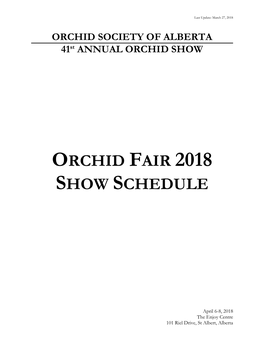 Orchid Fair 2018 Show Schedule