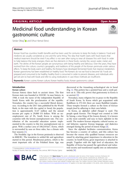 Medicinal Food Understanding in Korean Gastronomic Culture Serdar Oktay* and Erhun Kemal Ekinci