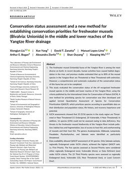 Conservation Status Assessment and a New Method for Establishing Conservation Priorities for Freshwater Mussels