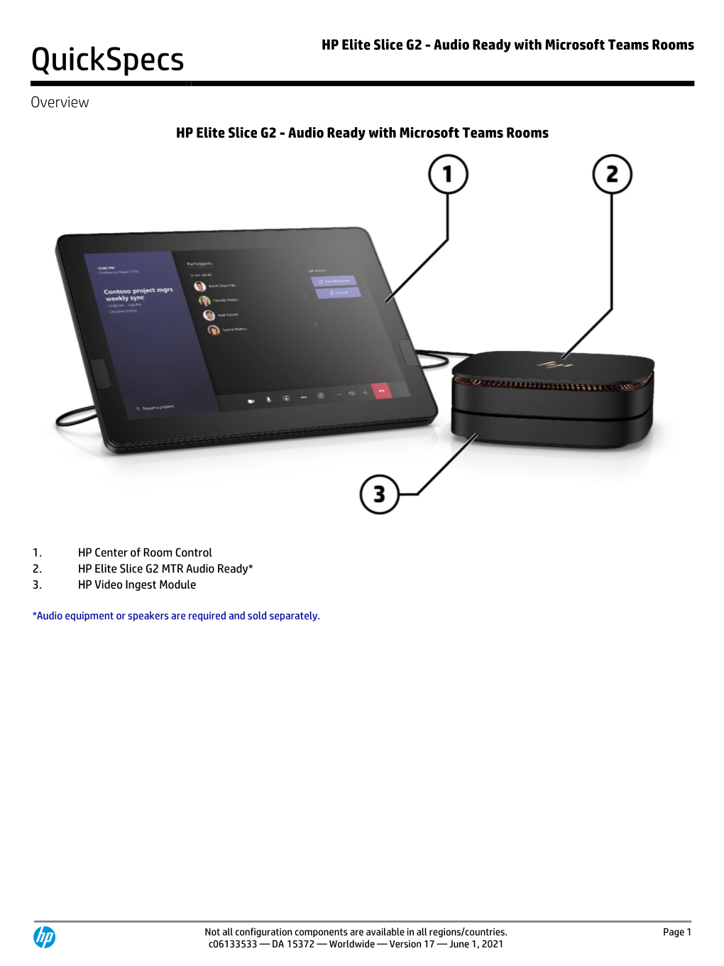 HP Elite Slice G2 - Audio Ready with Microsoft Teams Rooms