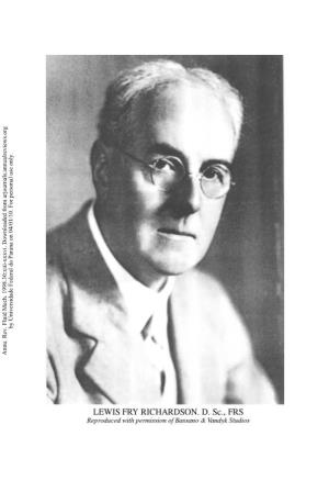 Lewis Fry Richardson and His Contributions to Mathematics, Meteorology, and Models of Conflict
