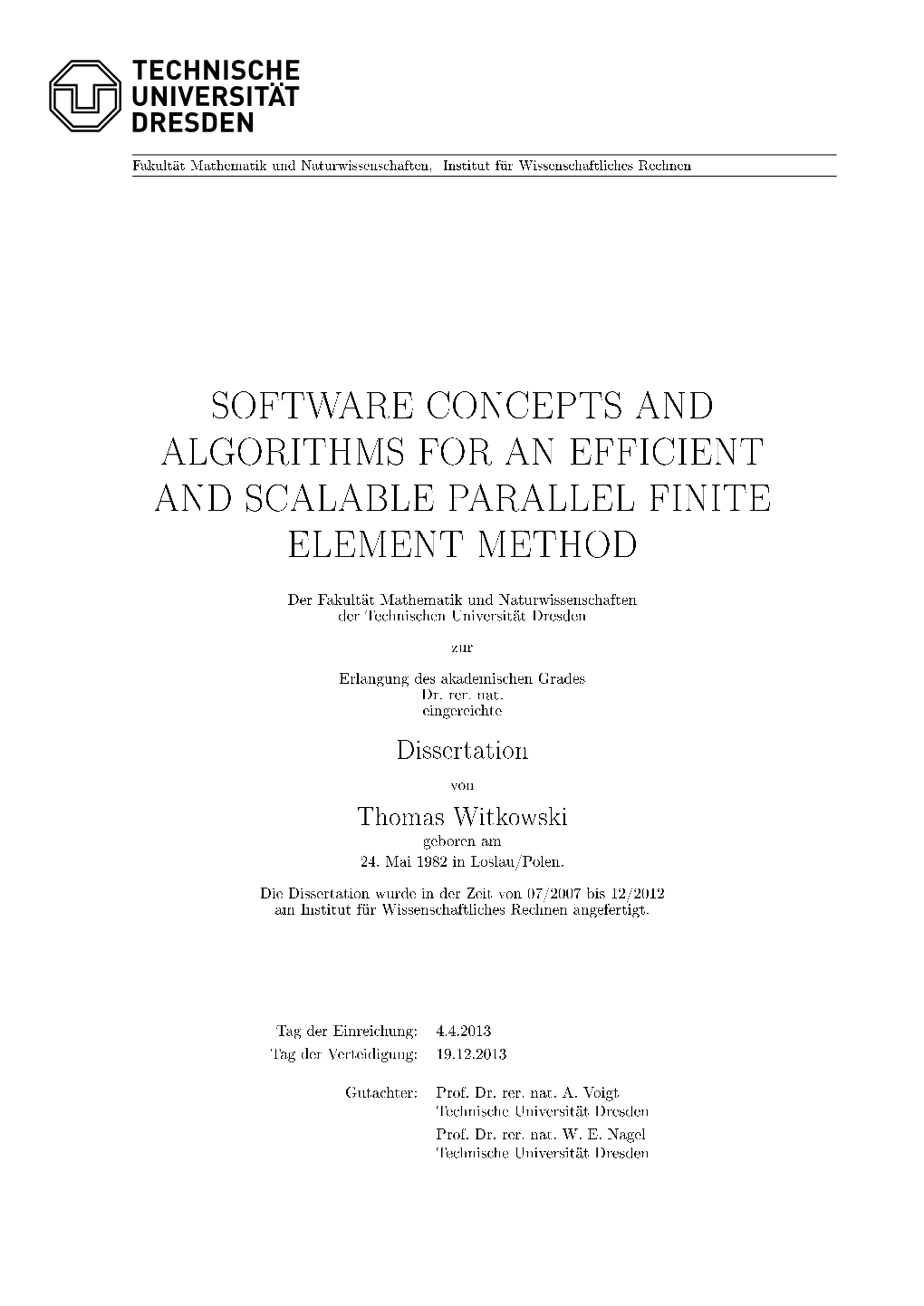 Software Concepts and Algorithms for an Efficient and Scalable Parallel Finite Element Method