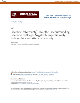Paternity Un(Certainty): How the Law Surrounding Paternity Challenges